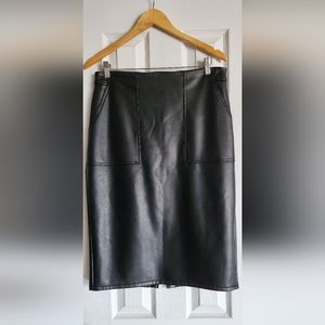 Banana Republic Pencil Skirt - Vegan Leather, Size 10 Black
